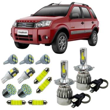 Imagem de Kit Lâmpadas Super Led H4 Farol Alto Baixo Ford Ecosport Leds Teto Pla