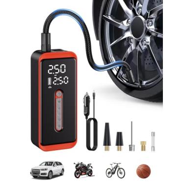 Imagem de ROTOPATA Inflador De Pneus Elétrico Compressor De Ar Portátil 12 V Dc, Bomba De Ar Sem Fio De 150 Psi Com Luz Led E Medidor De Pressão Digital Para Carro, Bicicleta, Motocicleta, Bola De Roda Infláv