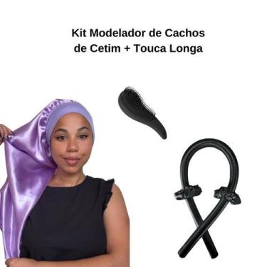 Imagem de Anny Beleza- Kit Touca Longa de Cetim com Faixa - Modelador de Cachos 