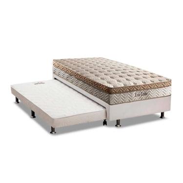 Imagem de Cama Box c/Auxiliar Solteiro: Colchão Paropas MasterPocket Eco Linho + Base crc Courano Branco(88x188)