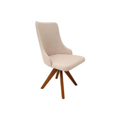 Imagem de Cadeira De Jantar Roma Giratória Revestida Em Tecido Linho Bege Cor Creme