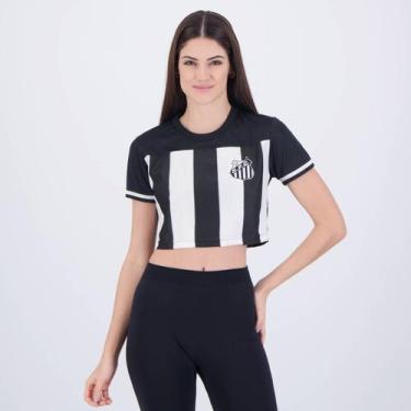 Imagem de Cropped Santos Brisk Feminino Branco e Preto - Braziline, PP
