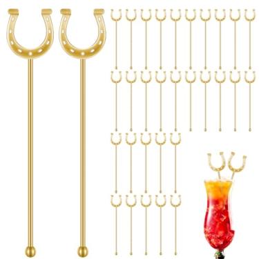 Imagem de Sunnychicc Misturadores de plástico Derby Drink Swizzle Sticks para coquetéis, café, reutilizáveis, em forma de U, misturadores de bebidas em forma de ferradura para café, bebida, festa, bar