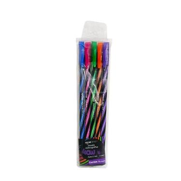 Imagem de CANETA ESF. WOW 0.7 COLORIDA/PRETO - ESTOJO C/ 5 UNID. JOCAR OFFICE