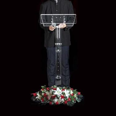 Imagem de WUHUQN Suporte de pódio de acrílico moderno, palestrante portátil para sala de aula, púlpito ajustável em altura, suporte de pódio de igreja para conferências, discursos, casamentos, sala de aula