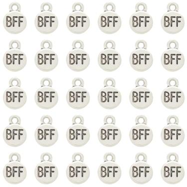 Imagem de SUNNYCLUE 1 caixa com 100 pingentes BFF amuleto amizade liga prata irmão melhor amigo eterno mensagem pingentes para fabricação de joias, pulseiras faça você mesmo, colar, adultos, artesanato, homem