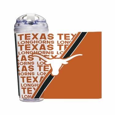 Imagem de Rico Industries Copo de acrílico NCAA Texas Longhorns Main 680 g com tampa articulada, copo de parede dupla oficialmente licenciado com canudo