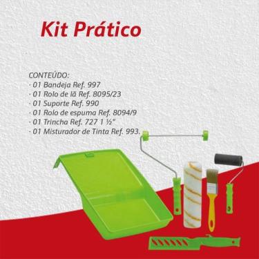 Imagem de Kit Pintura Casa Parede Rolo Lã Anti Respingo Pincel E Bandeja 5 e 6 P