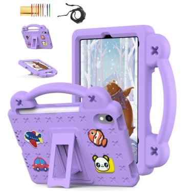 Imagem de Dteck Capa para iPad Mini A17 Pro/iPad Mini 6ª geração para tablet infantil de 8,3 polegadas (2024/2021) com suporte/alça, desenho animal/carro, capa robusta à prova de choque e leve com alça de ombro