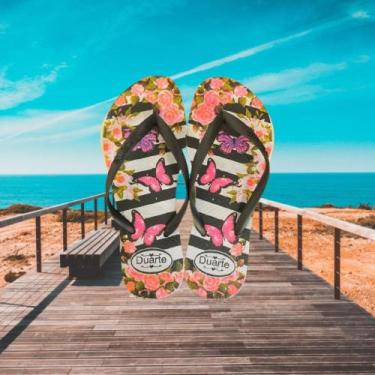 Imagem de Chinelo Feminino Adulto Estampado - Duarte, Borboleta, Listrado ref41n