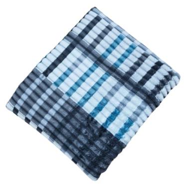 Imagem de Cobertor Manta Canelado Soft, 200 x 180 cm, Microfibra Geométrico, Antialérgico para Cama Casal (Geométrico preto e verde)