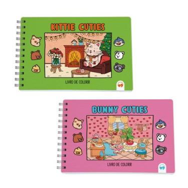 Imagem de Kit 2 Livro de Colorir Cuties 128 Páginas Bunny e Kittie - Vale das Le