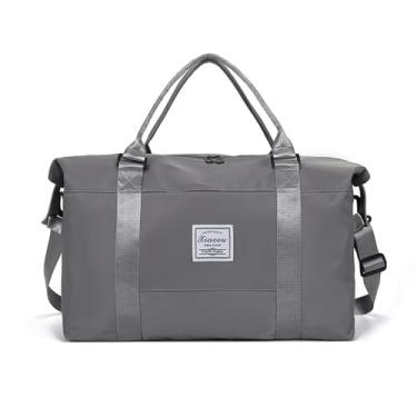 Imagem de KARRESLY Bolsa de viagem feminina, bolsa de ombro para fim de semana, bolsa esportiva para academia, à prova d'água, Cinza, free size