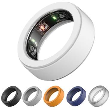Imagem de Pacote com 3 capas de anel de silicone compatível com anel Oura Gen 4/Gen 3/Samsung Galaxy Ring, capa protetora de anel inteligente de silicone elástico antiarranhões para homens e mulheres malhando