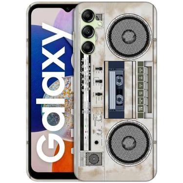 Imagem de GlamCase - Capa Samsung Galaxy A14 5G / 4G - Design vintage de gravador de cassete de rádio impresso fino e elegante bonito plástico rígido designer capa para telefone traseira/capa para Samsung A14