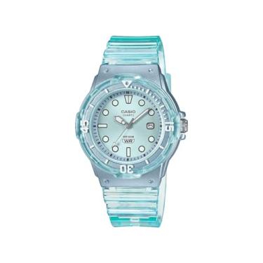 Imagem de Casio Relógio casual feminino "Dive Series" de quartzo transparente de resina LRW-200HS-2EVCF, Azul transparente