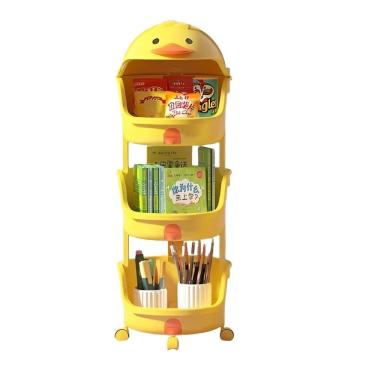Imagem de Estante Carrinho Infantil Bau Organizador De Brinquedos Quarto Bebe Gavetas Com Rodinhas Patinho