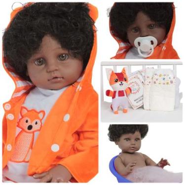 Imagem de Bebê Reborn Menino Raposinha Negro 100% Silicone Pode Banho - Cegonha 