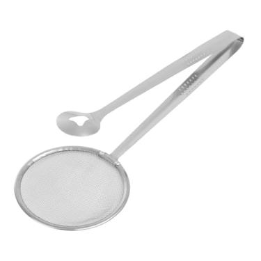Imagem de Pegador Pinça Com Peneira Escumadeira Inox Fritura 28,5x10cm(KIT 2 PEÇAS)