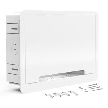 Imagem de YANWEN Caixa De Tv Embutida Na Parede, Gabinete Mídia, Gerenciamento Cabos Embutidos 9 Polegadas, Organização Dispositivos Do Sistema, Duplo Para Home Theater, Branco