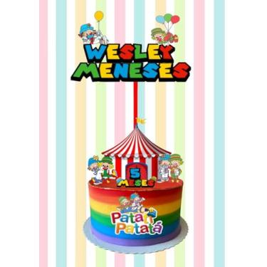 Imagem de Topo de Bolo Personalizado Patati Patatá, Circo Colorido, Decoração de Festa Infantil, Anos ou Meses