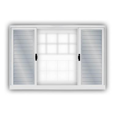 Imagem de Janela Veneziana Aço 6 Folhas Com Grade Quadriculada Mgm Minas Sul 120cmx200cm Requadro 12cm Vidro Mini Boreal Branco