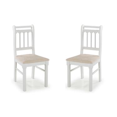 Imagem de Kit 2 Cadeiras Em Madeira Maciça Mv Outlet Branco