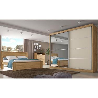 Imagem de Roupeiro Verona Plus 2 Porta Espelhado Amendoa/ Off White