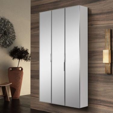 Imagem de Armário De 3 Portas Vertical Espelhado Blu Branco