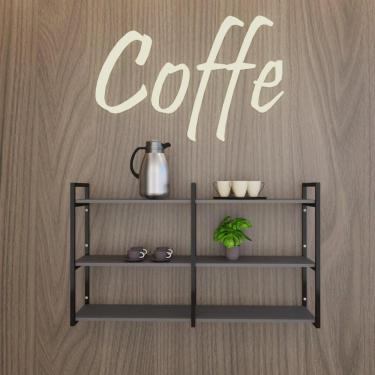 Imagem de Prateleira Industrial Cozinha Pratileira Preto Estante Nicho Industrial Estante Mdf Nichos Cozinha