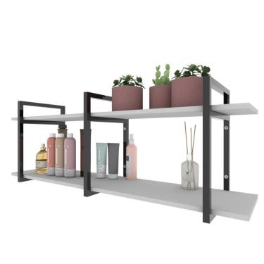 Imagem de Prateleira Industrial Banheiro Organizador Branco Off White Pratileira Parede Suporte Suspensa