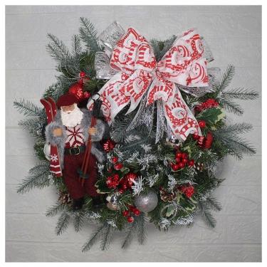 Imagem de Guirlanda Natalina Enfeite De Porta Papai Noel Esquiador 60cm