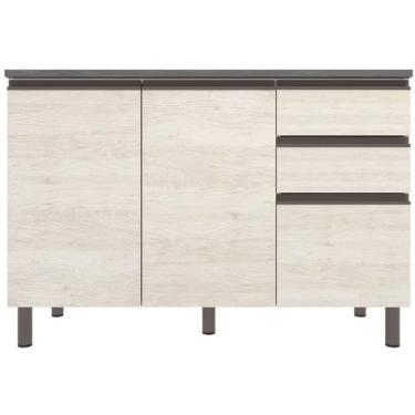 Imagem de Balcão Bartira Cristal Mdp 15mm 2 Portas 3 Gavetas 1 Pratele Freixo