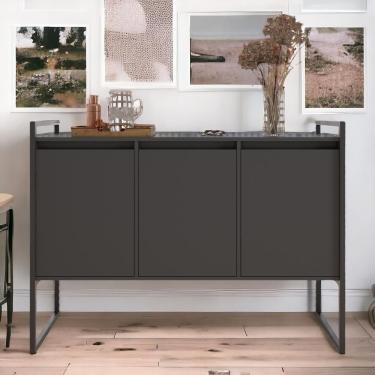 Imagem de Buffet Industrial Aparador 3 Portas Tokyo Preto Onix Preto Onix