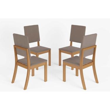 Imagem de Cadeira De Cozinha Milla Kit 4 Un Nature/veludo Light Linho - Henn