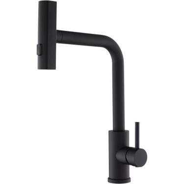 Imagem de Torneira de Cozinha Extensível Monocomando Ducha de Tripla Função Preto Fosco 
