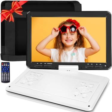 Imagem de YOOHOO Dvd Player Portátil De 16,9" Com Tela Hd Giratória Grande 14,1", Botão Projetado, Suporta Usb/Cartão Sd/Sincronização Tv/Multidiscos, Sem Região, Adaptador Energia, Carregador Carro, Estojo P