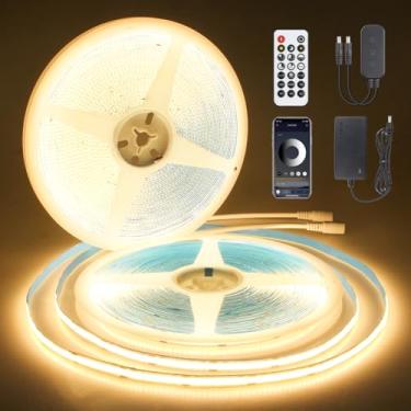 Imagem de Aclorol Fita De Led Cob 100 Pés, 6000K, 24 V, Luz Branca Fria Regulável, Com Controle Remoto E Aplicativo, Flexível Para Prateleiras Quarto, Armários, Garagens Cozinhas (2 Rolos 50 Pés)