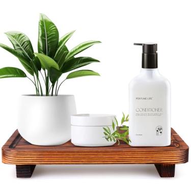 Imagem de Gtencemen Organizador De Balcão Banheiro Estilo Fazenda, Suporte Pedestal Madeira Para Exibição, Bandejas Pequenas Bancada Cozinha, Decorativo Saboneteira, Acessórios Decoração Pia, Bandeja Penteade