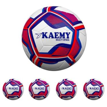 Imagem de Kit Com 5 Bolas Kaemy Fotebol De Campo Society Jogo Oficial Roxa E Laranja Revenda Lojista