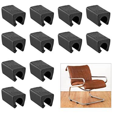 Imagem de Qjaiune Protetores De Pés Para Móveis Com 20 Peças, 12 Mm, Pontas Perna Retangulares Antiderrapantes Bancos Bar, Capas Oblongas Cadeiras, Almofadas Os Pés, Pátios Deslizantes (Preto)