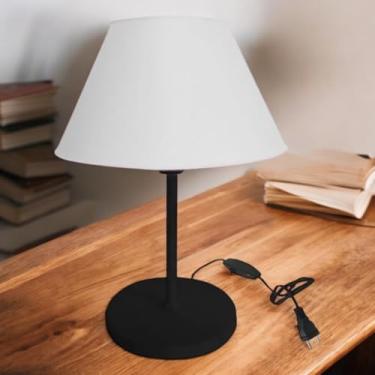 Imagem de Luminária de Mesa Abajur Cúpula Injetada para Escritório Quarto Recepção Decoração Sala Moderno (PRETO/BRANCO)