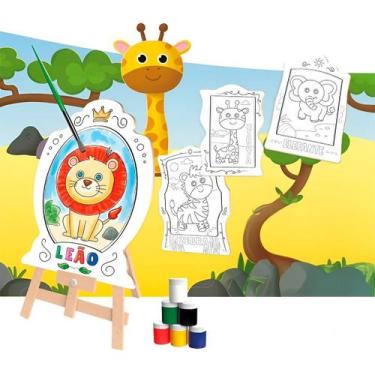 Imagem de Brinquedo Kit Pintura Infantil Cavalete Avental Tema:Safari - Innovare