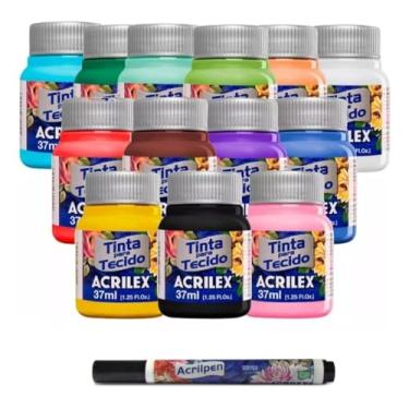 Imagem de Tinta Para Tecido Fosca Acrilex 37ml 1 Unidade Artesanato Fixação Frio Alta Cobertura – Fixação a Frio e Alta Cobertura Com Acabamento Fosco, Este Kit É A Escolha Perfeita Para Quem Busca Qualidade