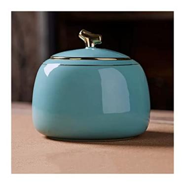 Imagem de Lata de chá Caixa de chá de cerâmica brilhante, recipiente para armazenamento de chá, latas, jarra com tampa hermética, lindo tanque para chá, café, ervas, açúcar, especiarias, nozes, 800ML Caixa de c