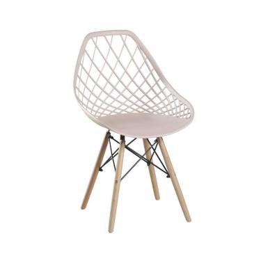 Imagem de Cadeira De Jantar Cloe Nude Base Madeira Rivatti Kit 4 Unid