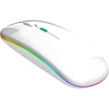 Imagem de Mouse Sem Fio Bluetooth USB Recarregável com Iluminação RGB, Sensor Ajustável e Design Ergonômico - [BRANCO OU PRETO] (Preto)