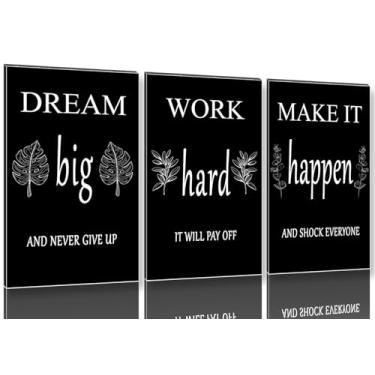 Imagem de 3 peças motivacional decoração de parede de escritório arte de parede inspiradora em tela, citações de empreendedores bem-sucedidos, impressão em tela para sala de estar, quarto, estudo, escritório