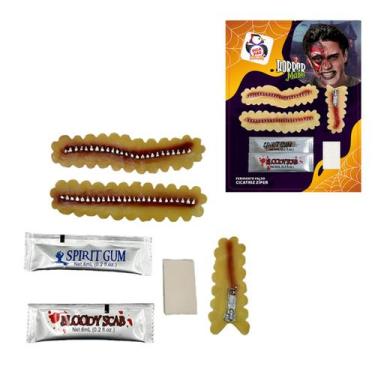 Imagem de Kit Ferimento Cicatriz Zíper Halloween Horror Make com Prótese, Cola C