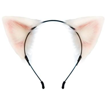 Imagem de QinRuan Cat Fox Faux Fur Ears Headband Cute Halloween Fancy Dress Cosplay Handmade Animal Furry Ears Hair Hoop
